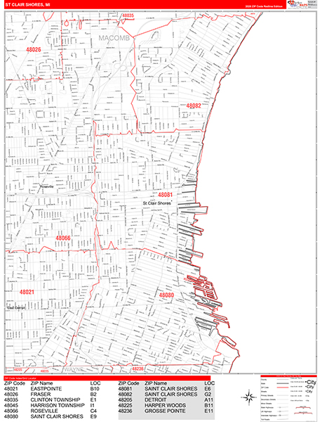 St. Clair Shores, MI Zip Code Map